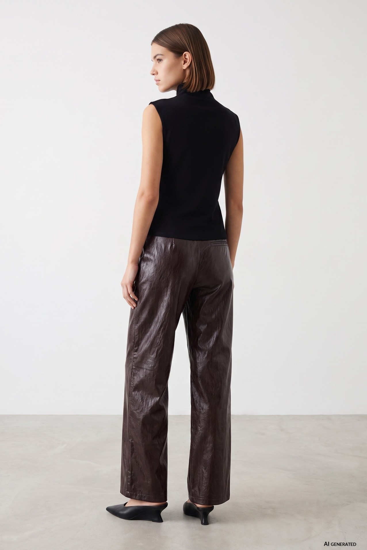 Shiny Dark Brown Palazzo Pants