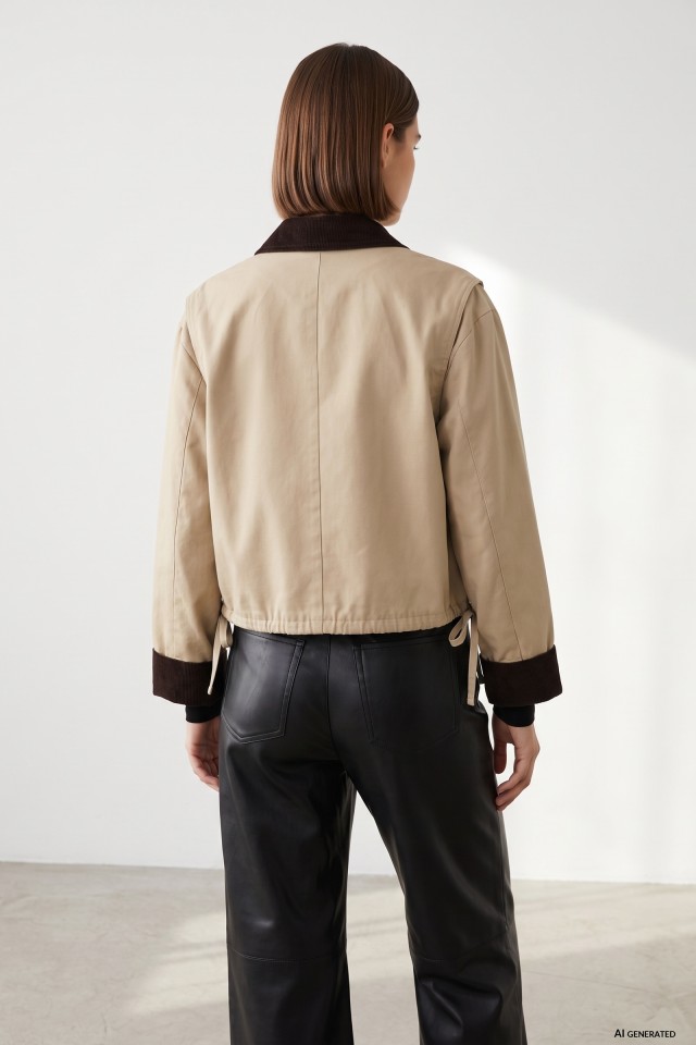 Beige Short Relaxed Jacket Beige Short Relaxed Jacket