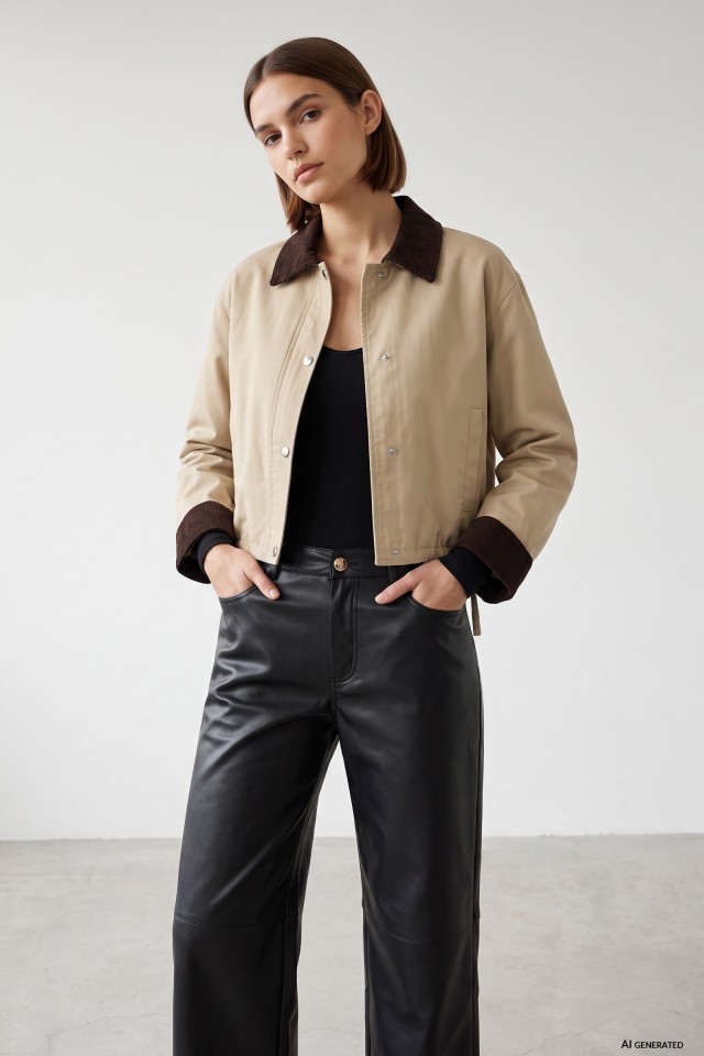 Beige Short Relaxed Jacket
