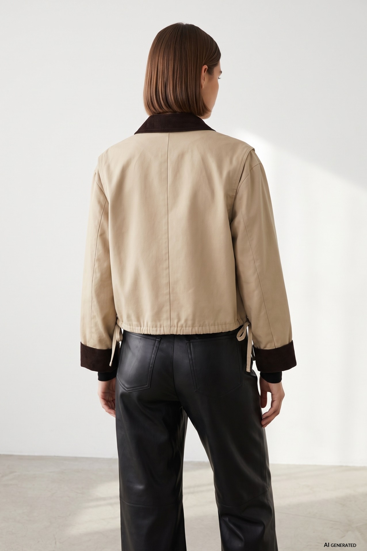 Beige Short Relaxed Jacket