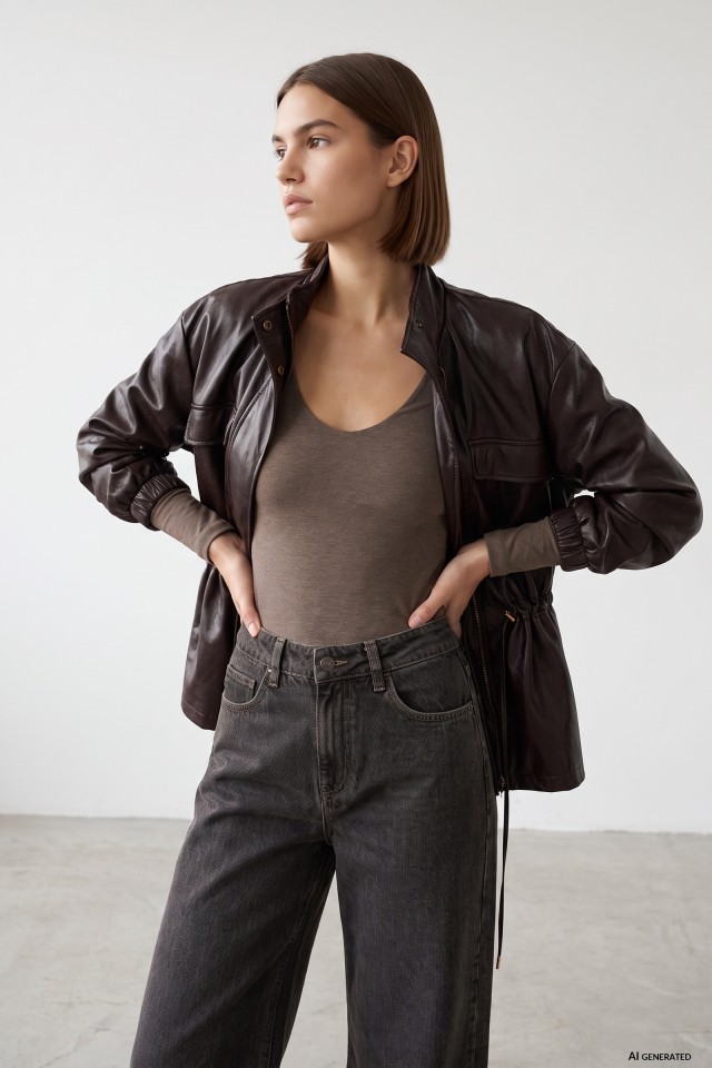 Short Brown Relaxed Jacket