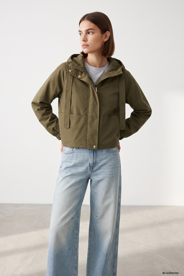 Olive Green Hooded Jacket