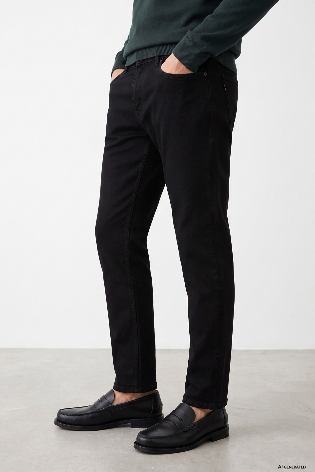 Black Tapered Fit Jeans