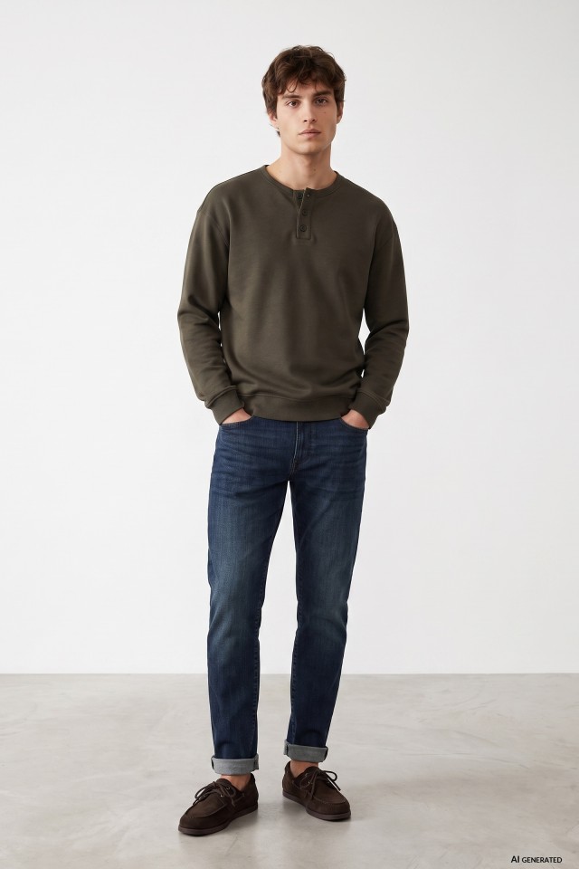 Jeans corte reto azul escuro