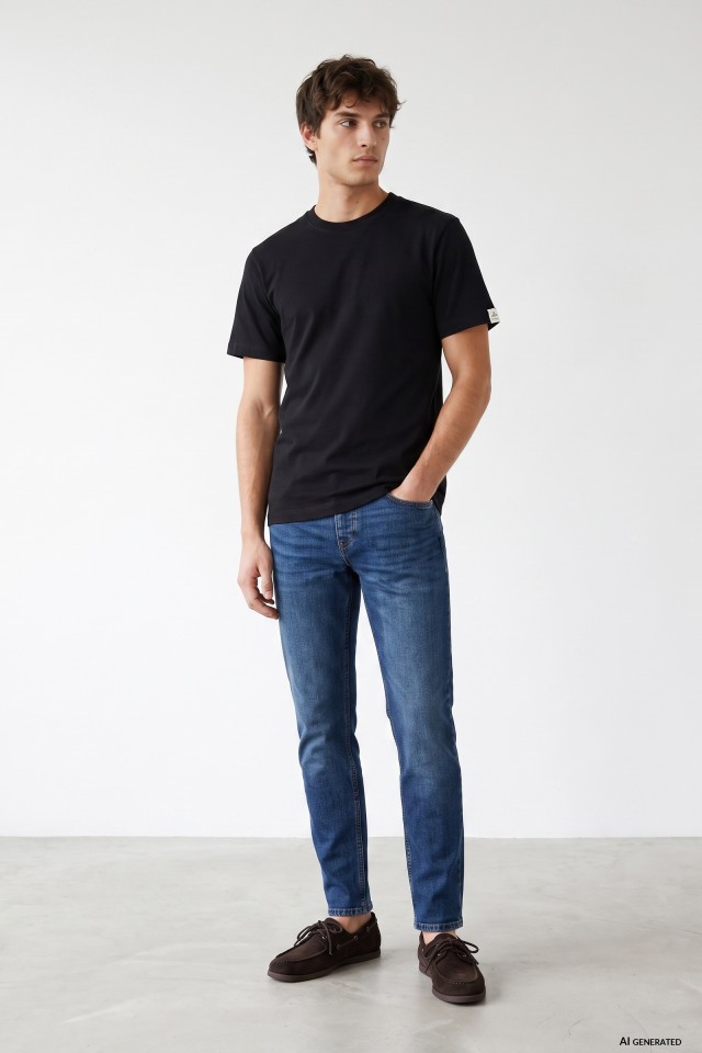 Dark Blue Tapered Jeans