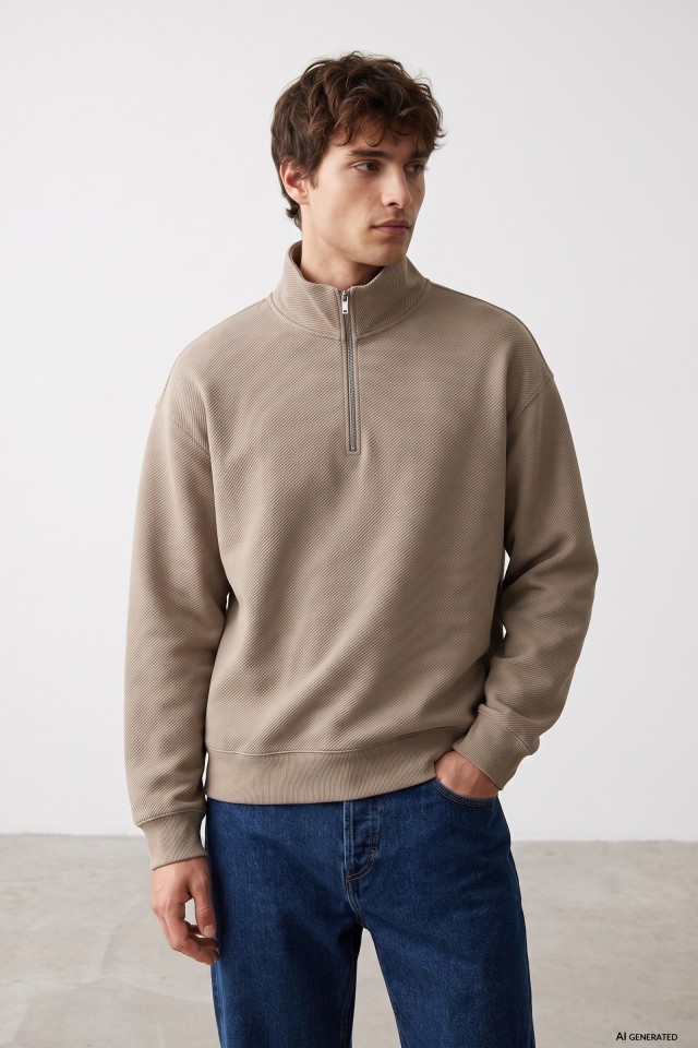 Beige Relaxed Fit Sweatshirt