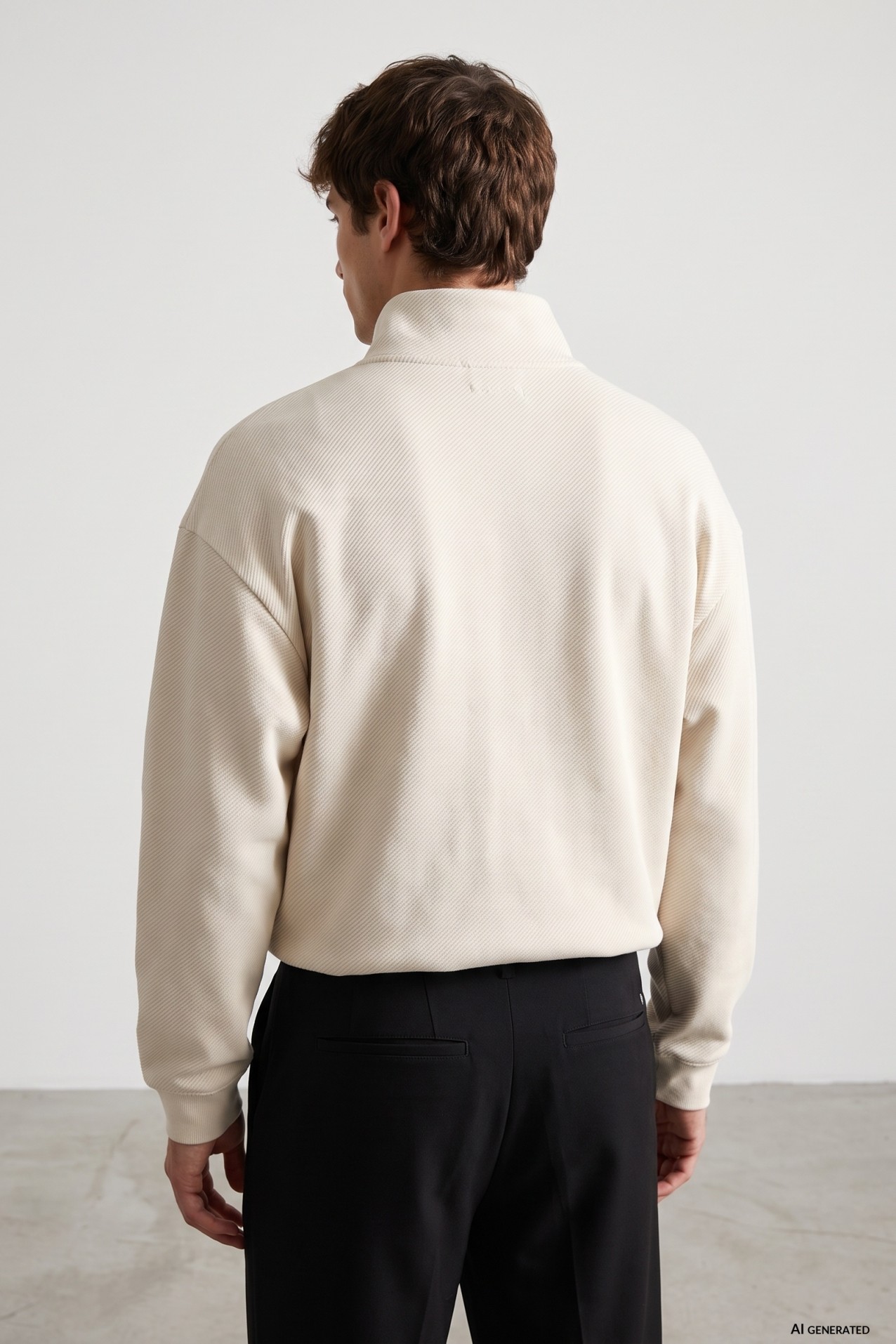 Beige Quarter-Zip Sweatshirt
