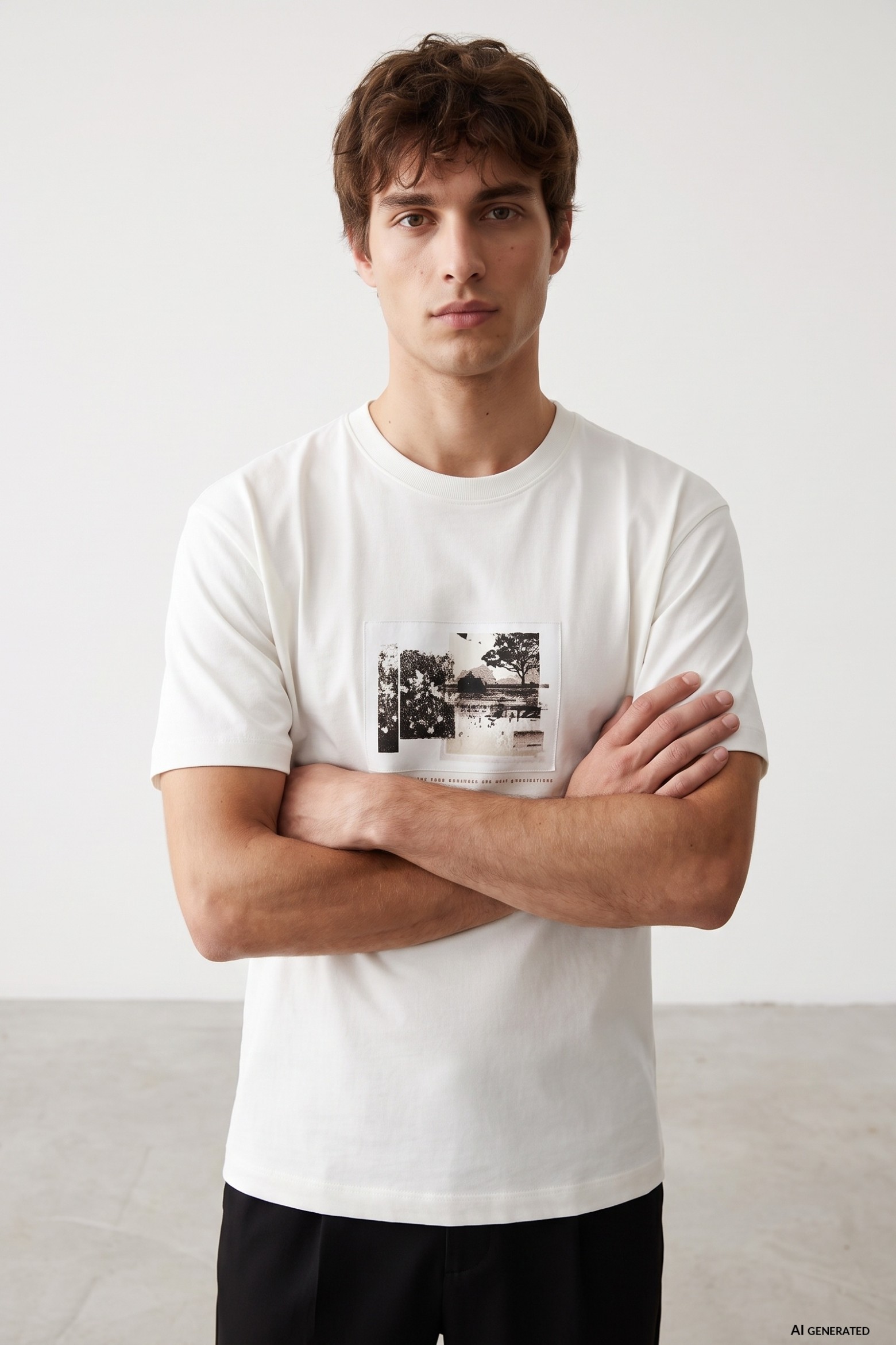 Beige Relaxed Fit Graphic Tee