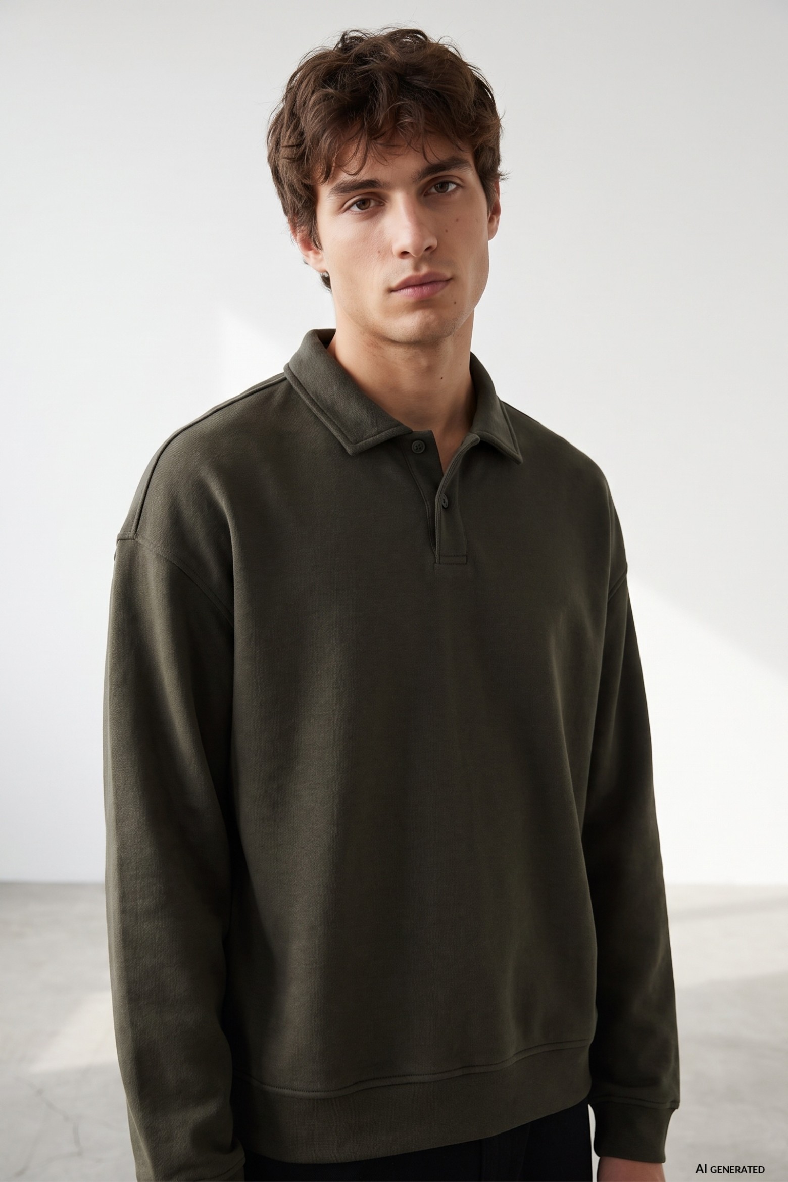 Relaxed Green Polo Sweatshirt