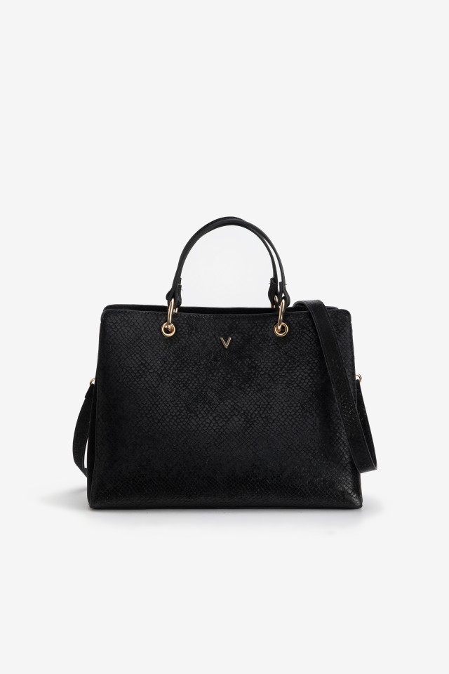 Black Textured Handbag