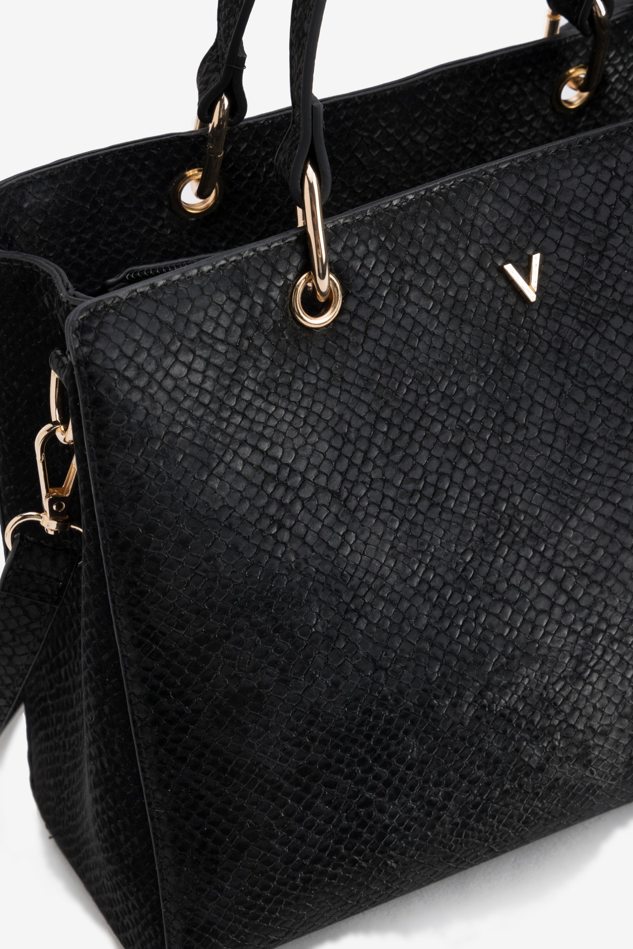 Black Textured Handbag