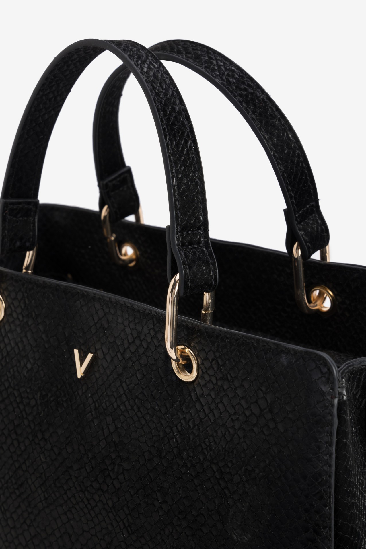 Black Textured Handbag