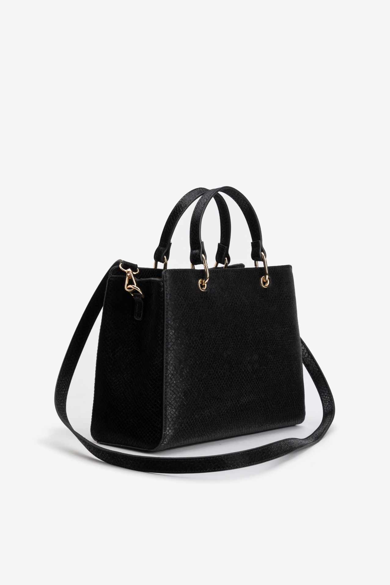 Black Textured Handbag