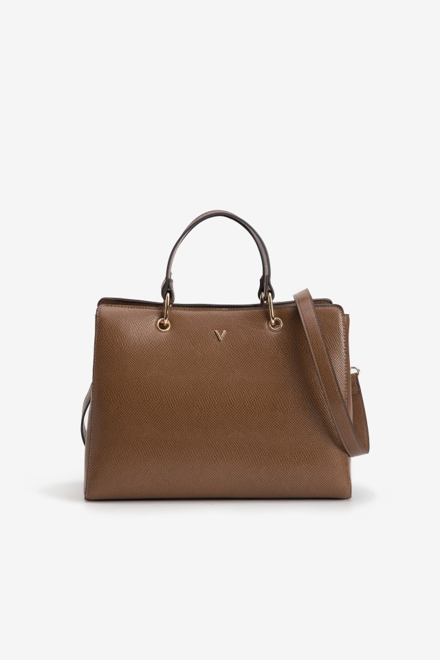 Brown Structured Handbag