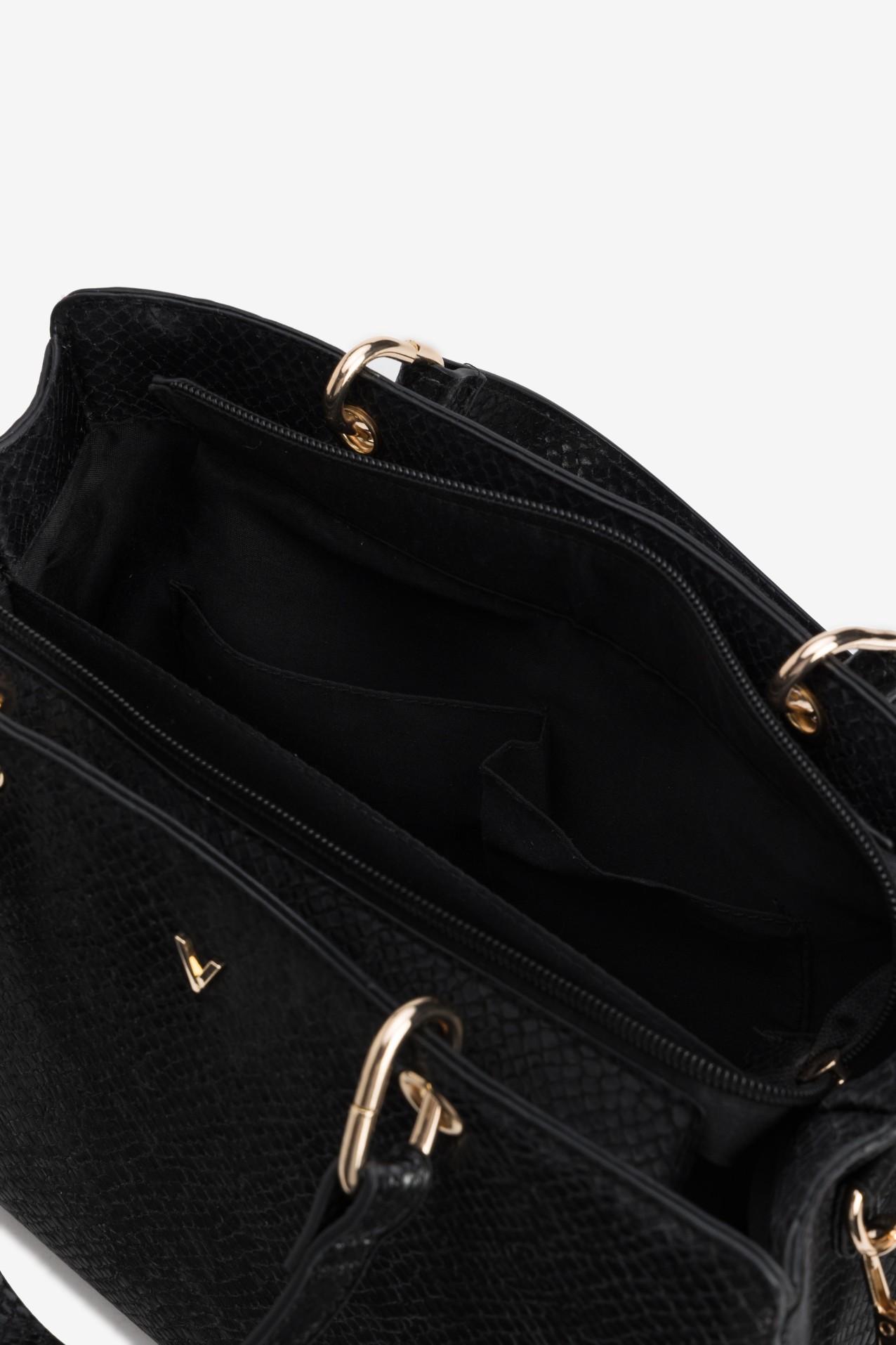 Black Textured Handbag