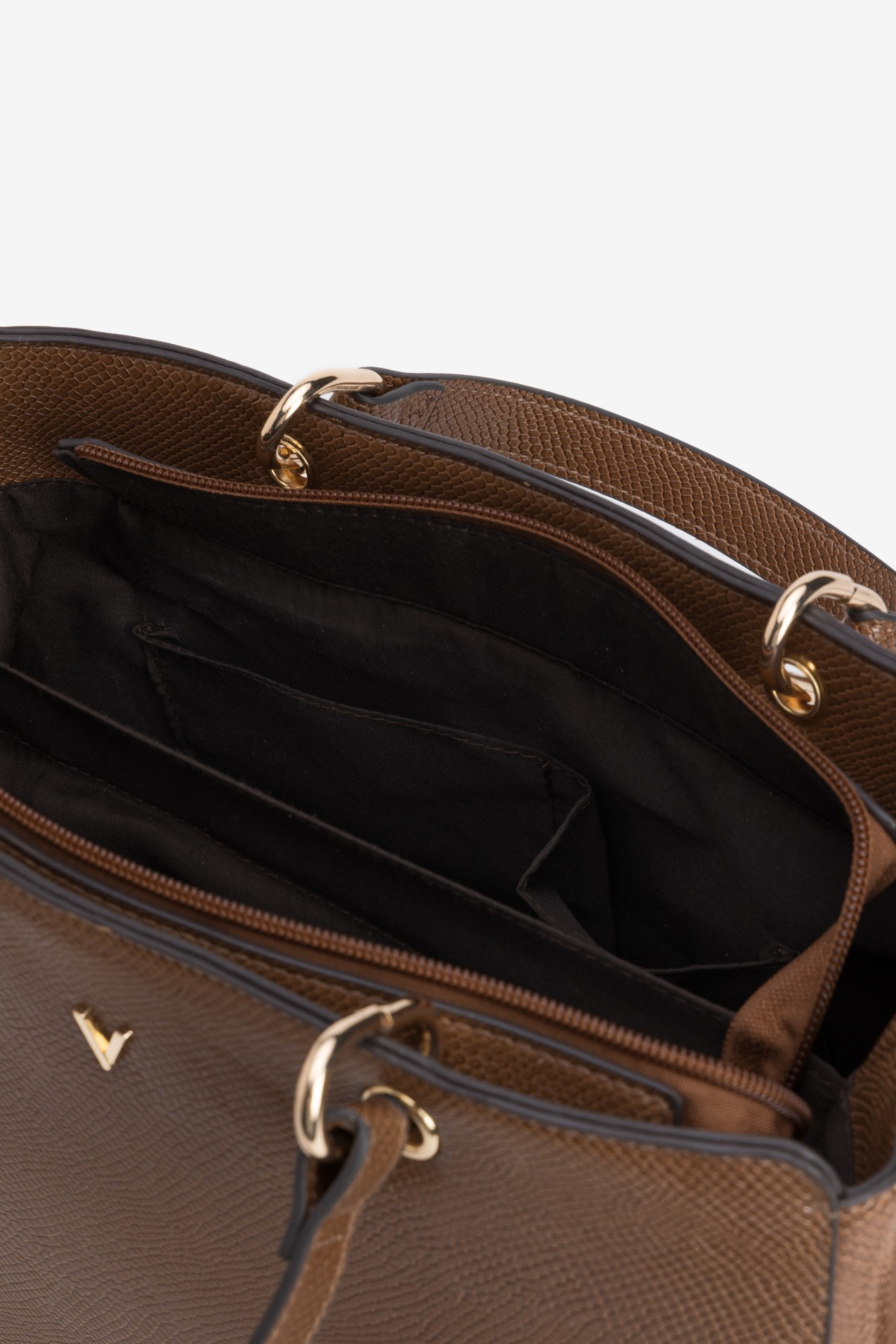 Brown Structured Handbag