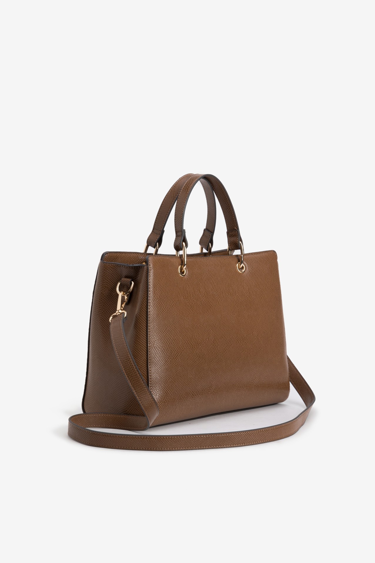 Brown Structured Handbag