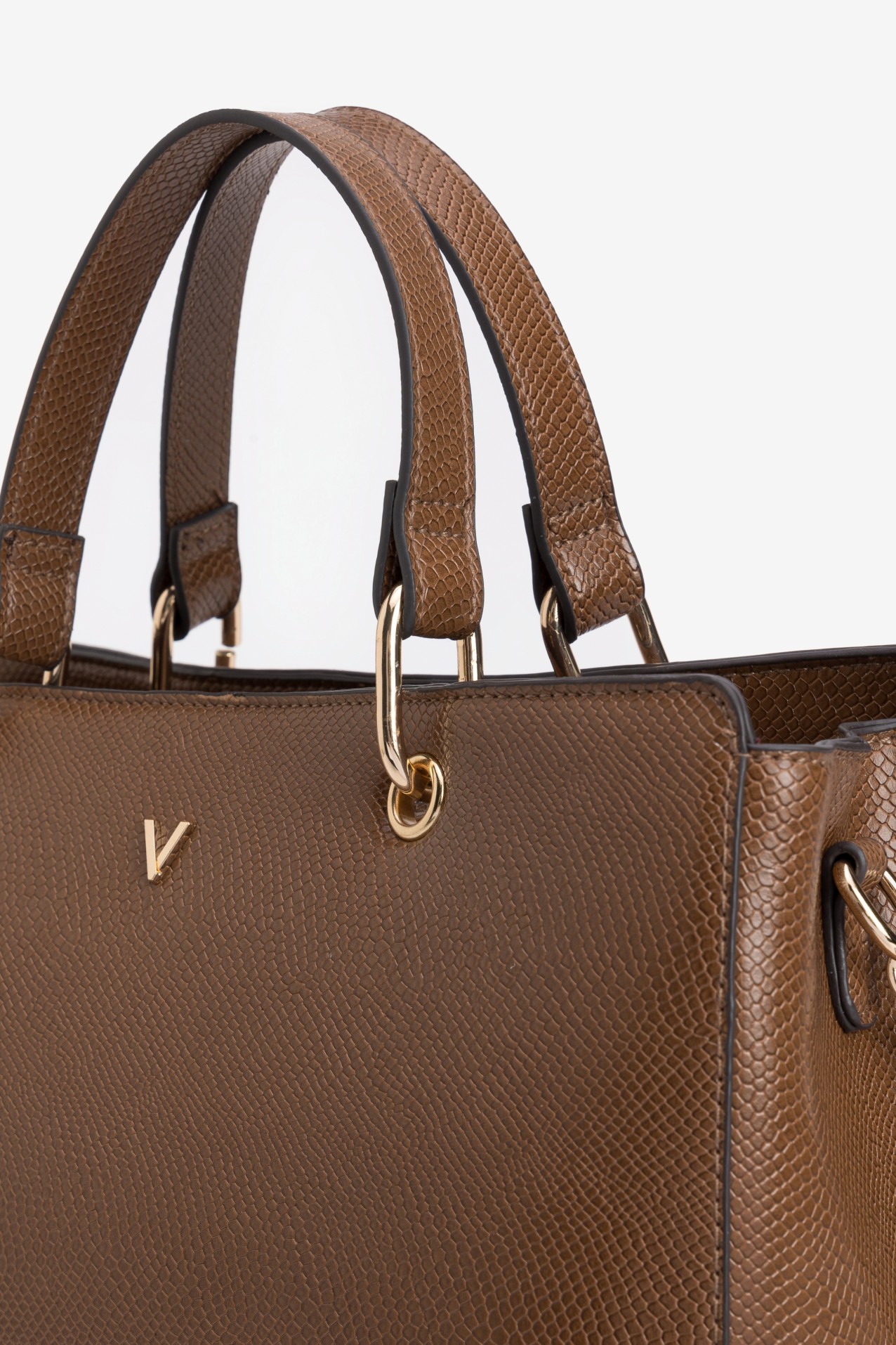 Brown Structured Handbag
