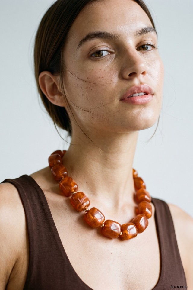 Chunky Amber Bead Necklace