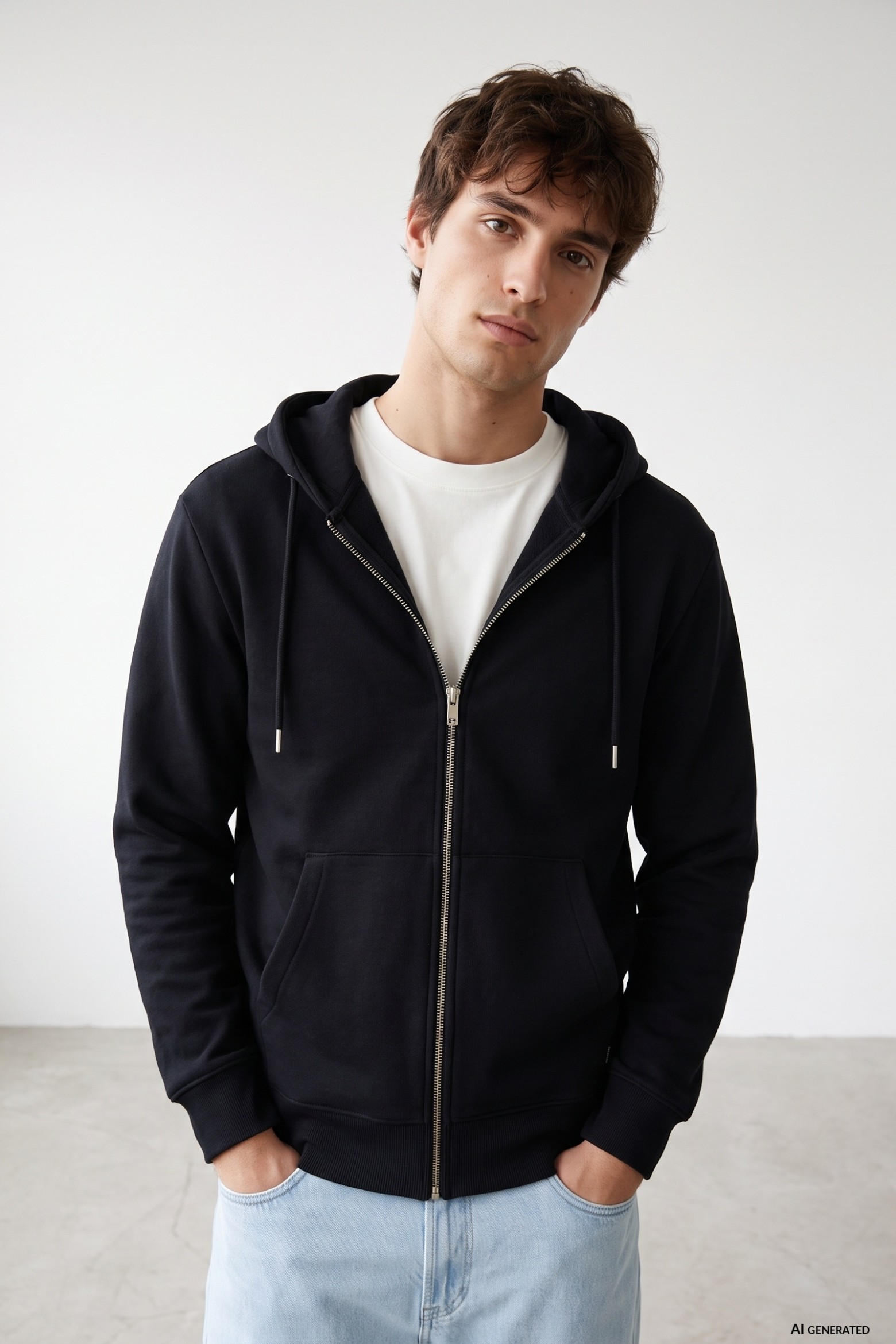 Navy Blue Zip Hoodie
