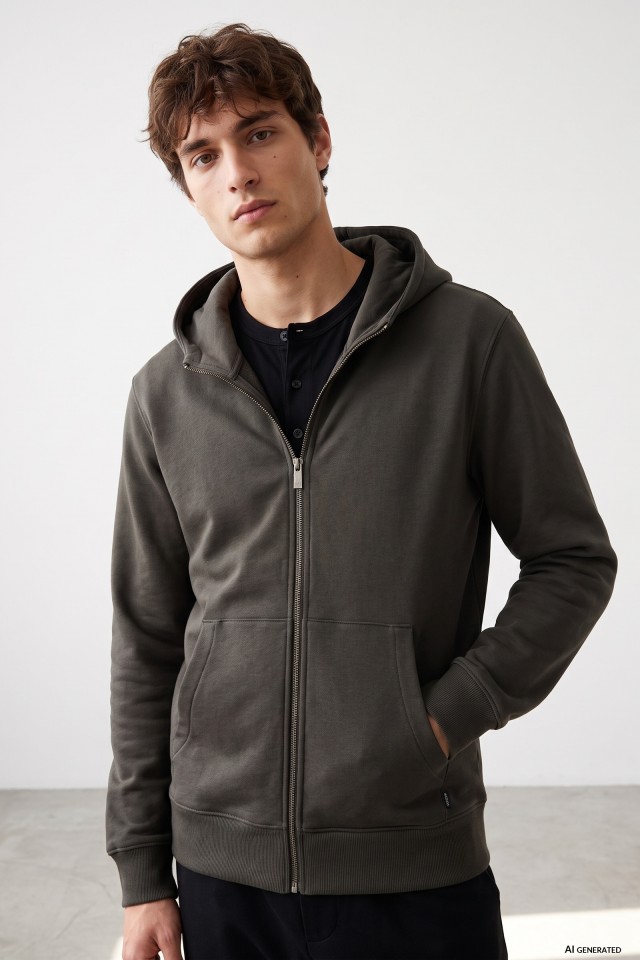 Short Green Zip Hoodie