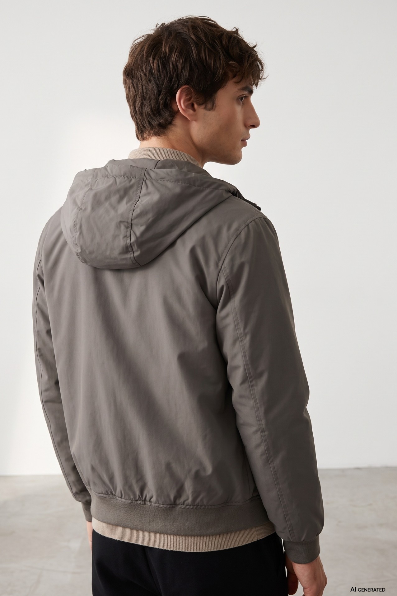 Short Taupe Hooded Jacket