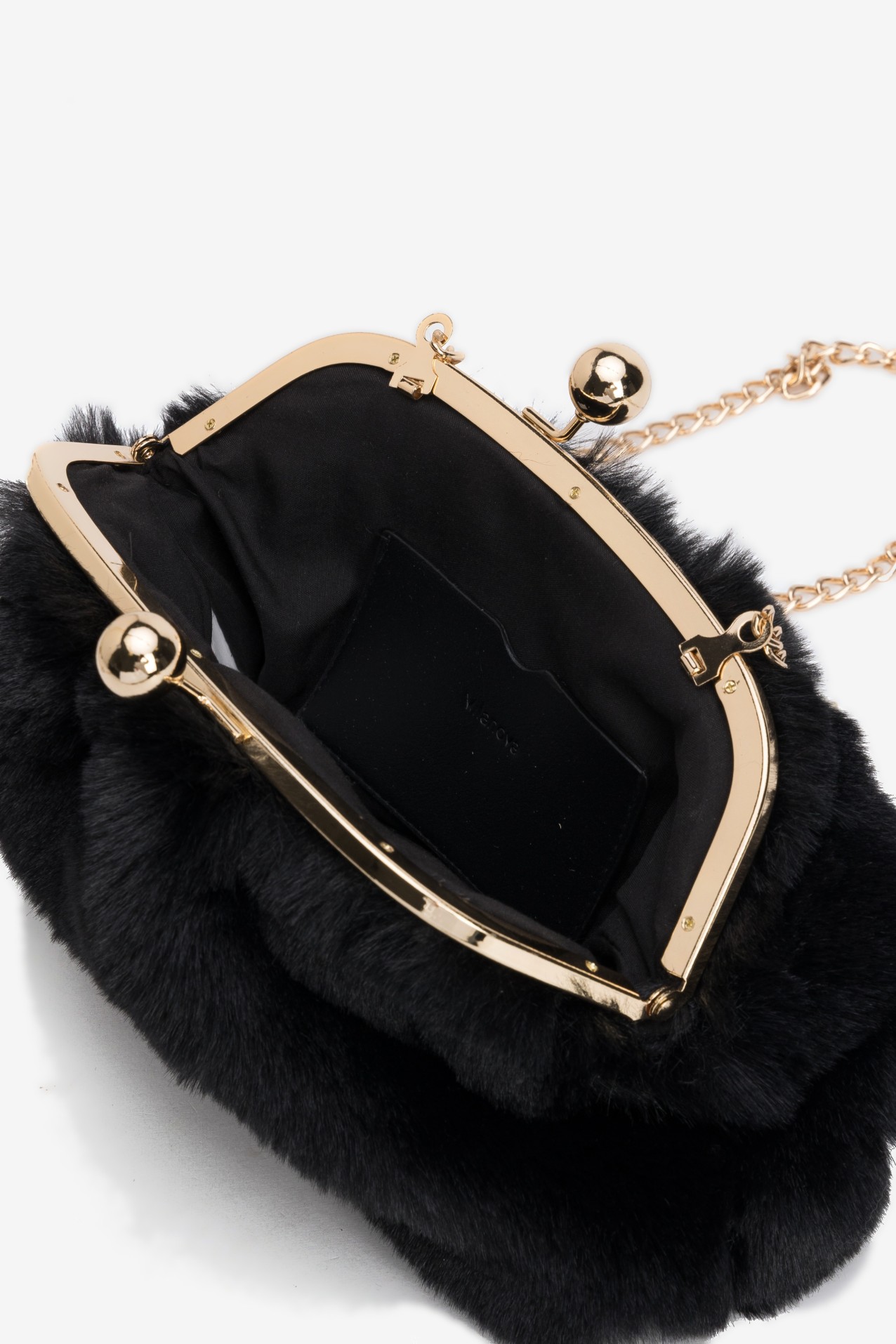 Cartera negra de pelo