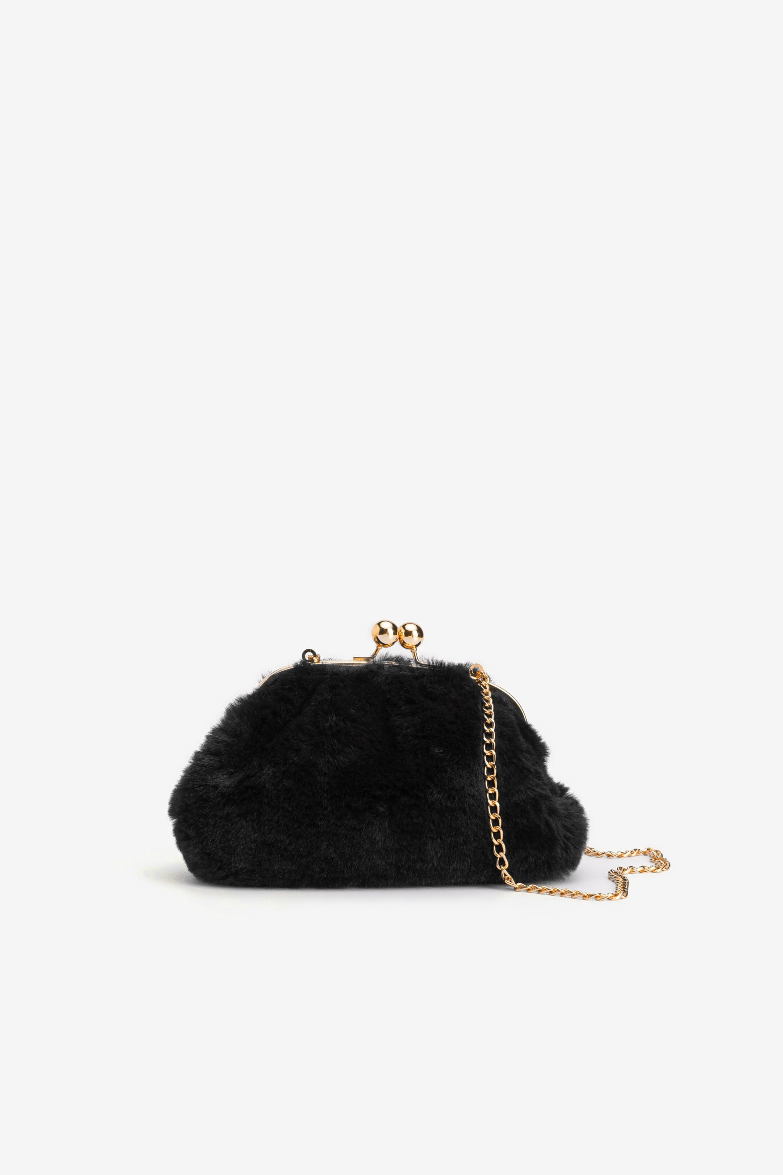 Cartera negra de pelo