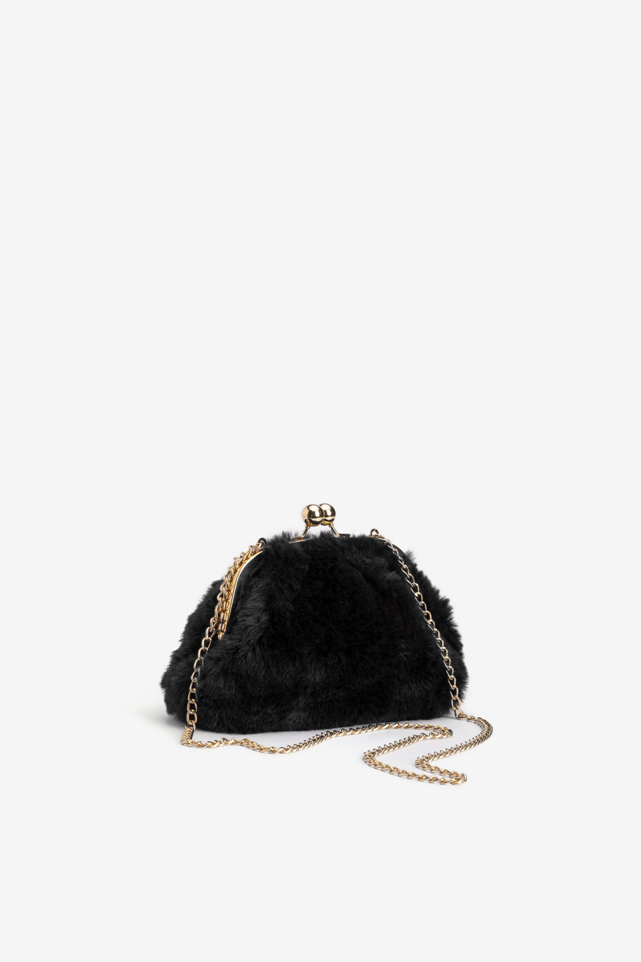 Cartera negra de pelo