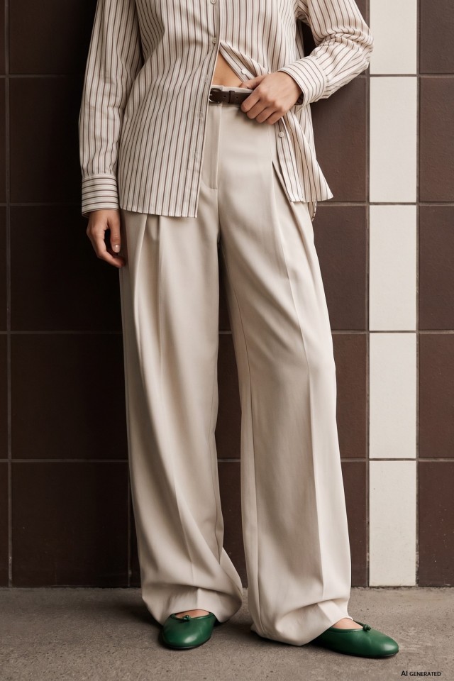 Beige Wide Palazzo Trousers Beige Wide Palazzo Trousers