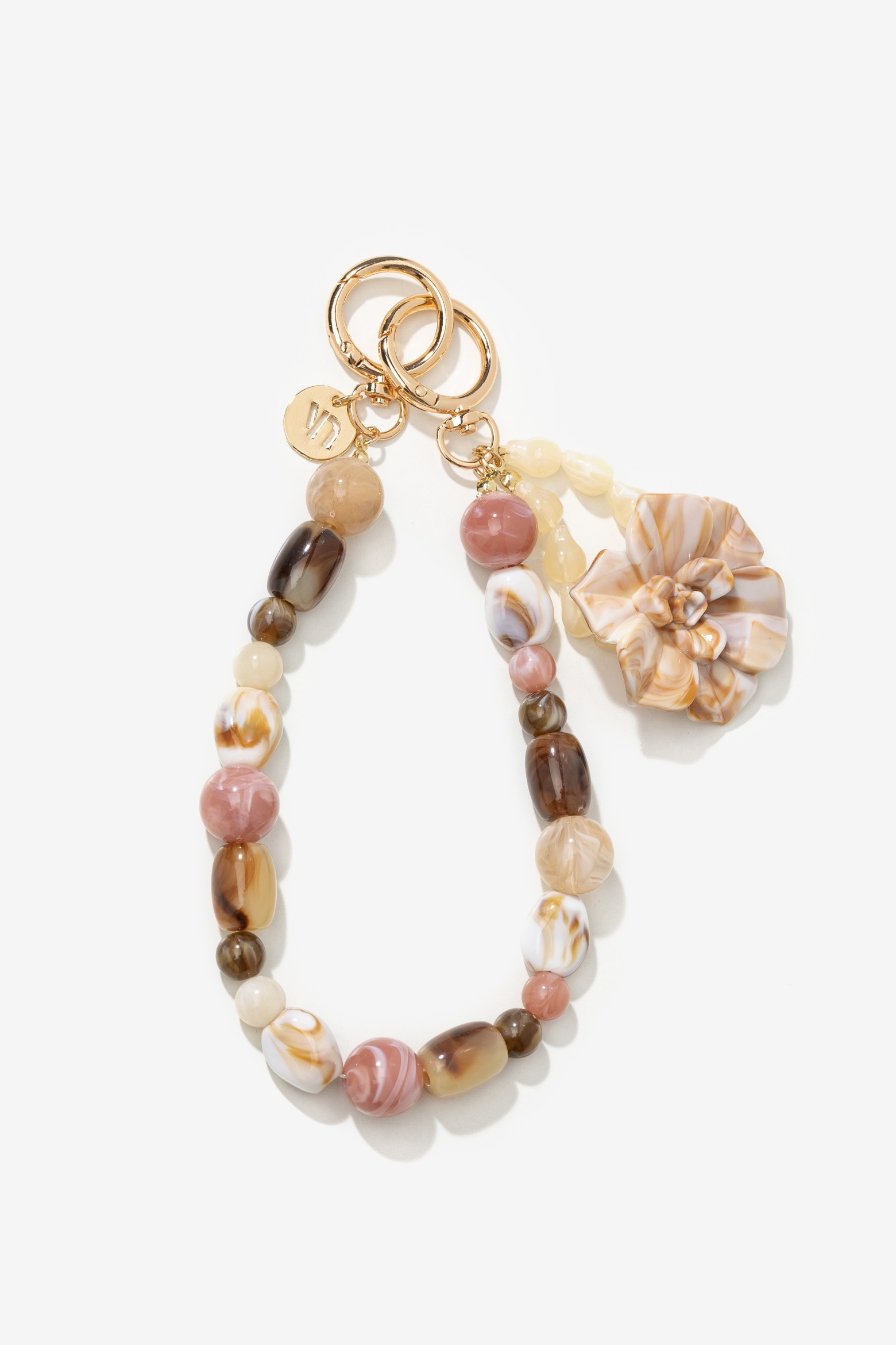 Pink Marble Flower Keychain