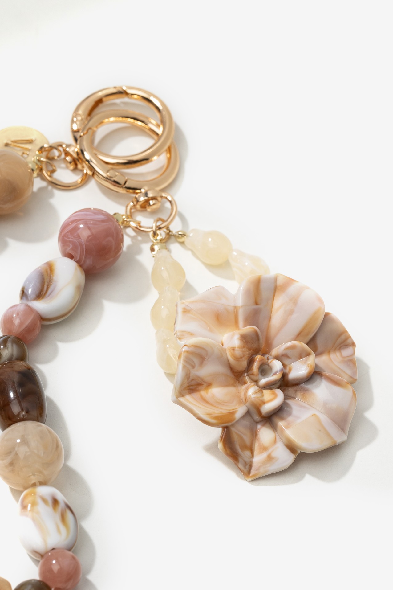 Pink Marble Flower Keychain