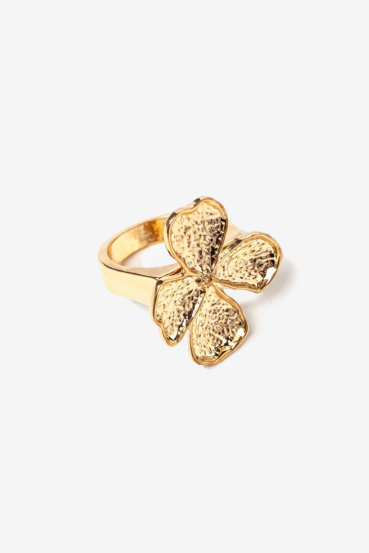 Textured Flower Gold Ring