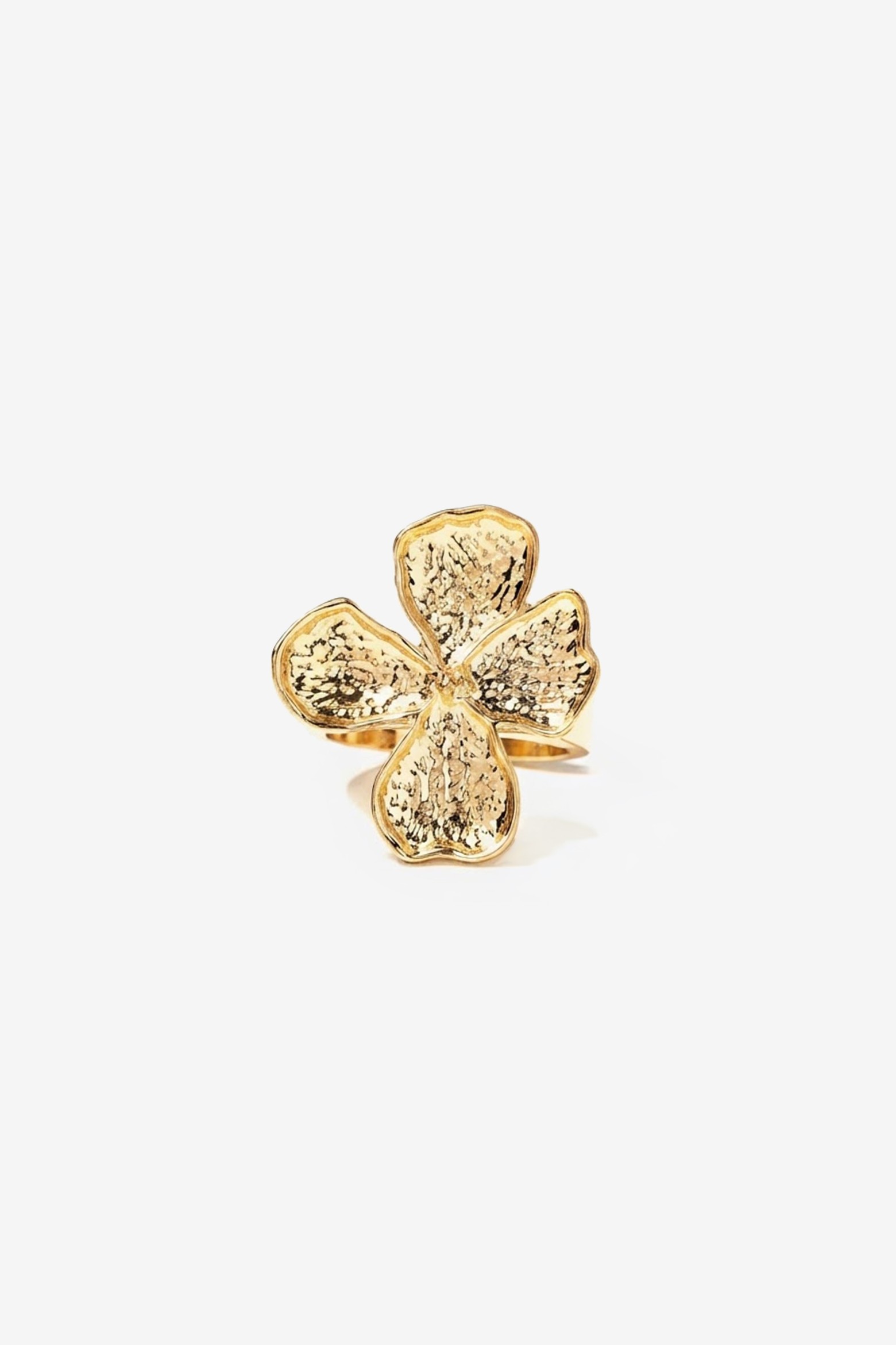 Textured Flower Gold Ring