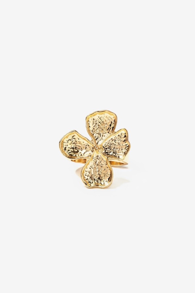 Textured Flower Gold Ring