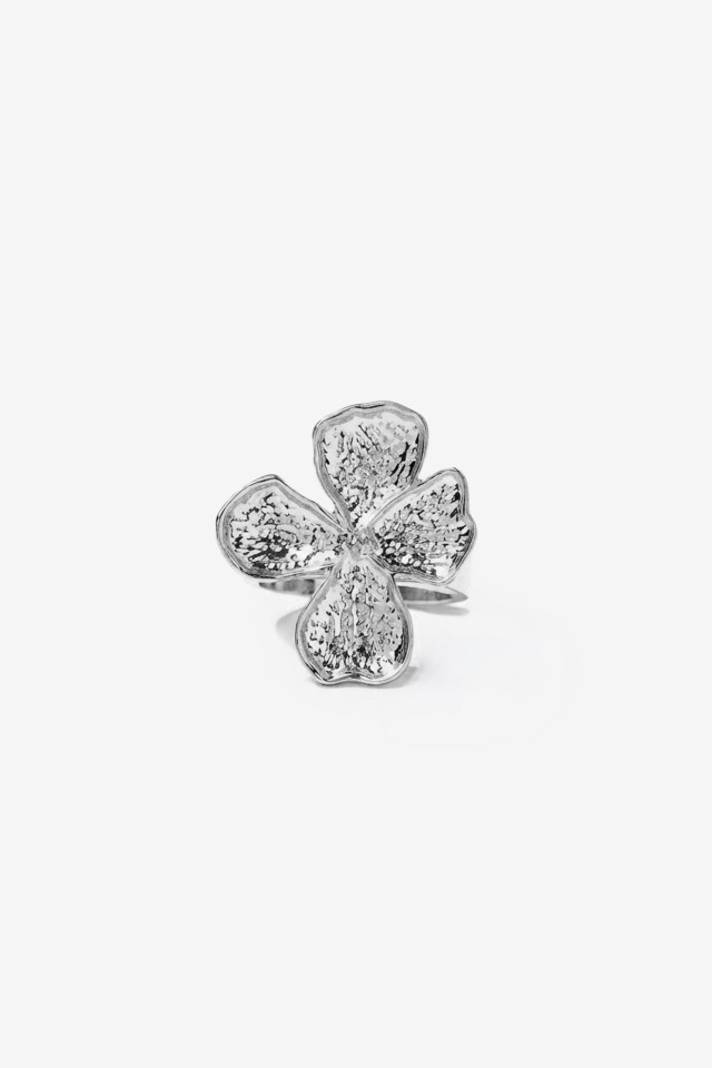 Textured Silver Flower Ring