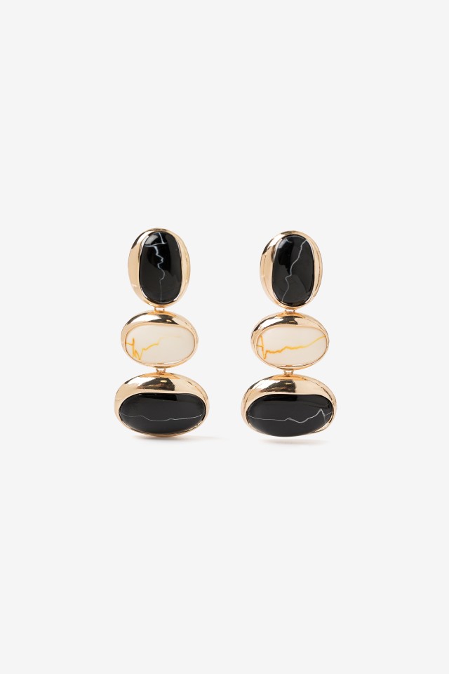 Gold Oval Statement Earrings