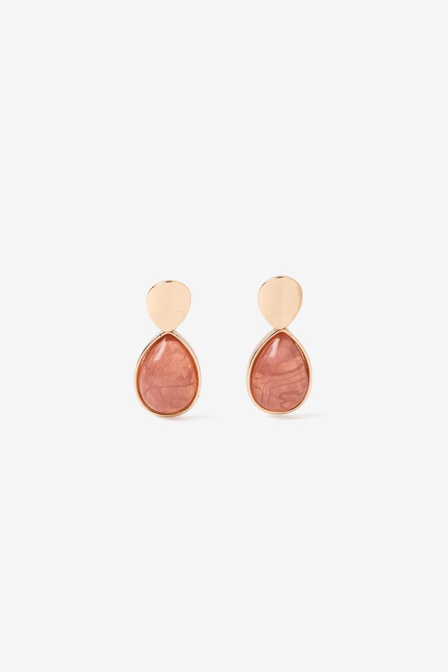 Pink Marble Drop Earrings