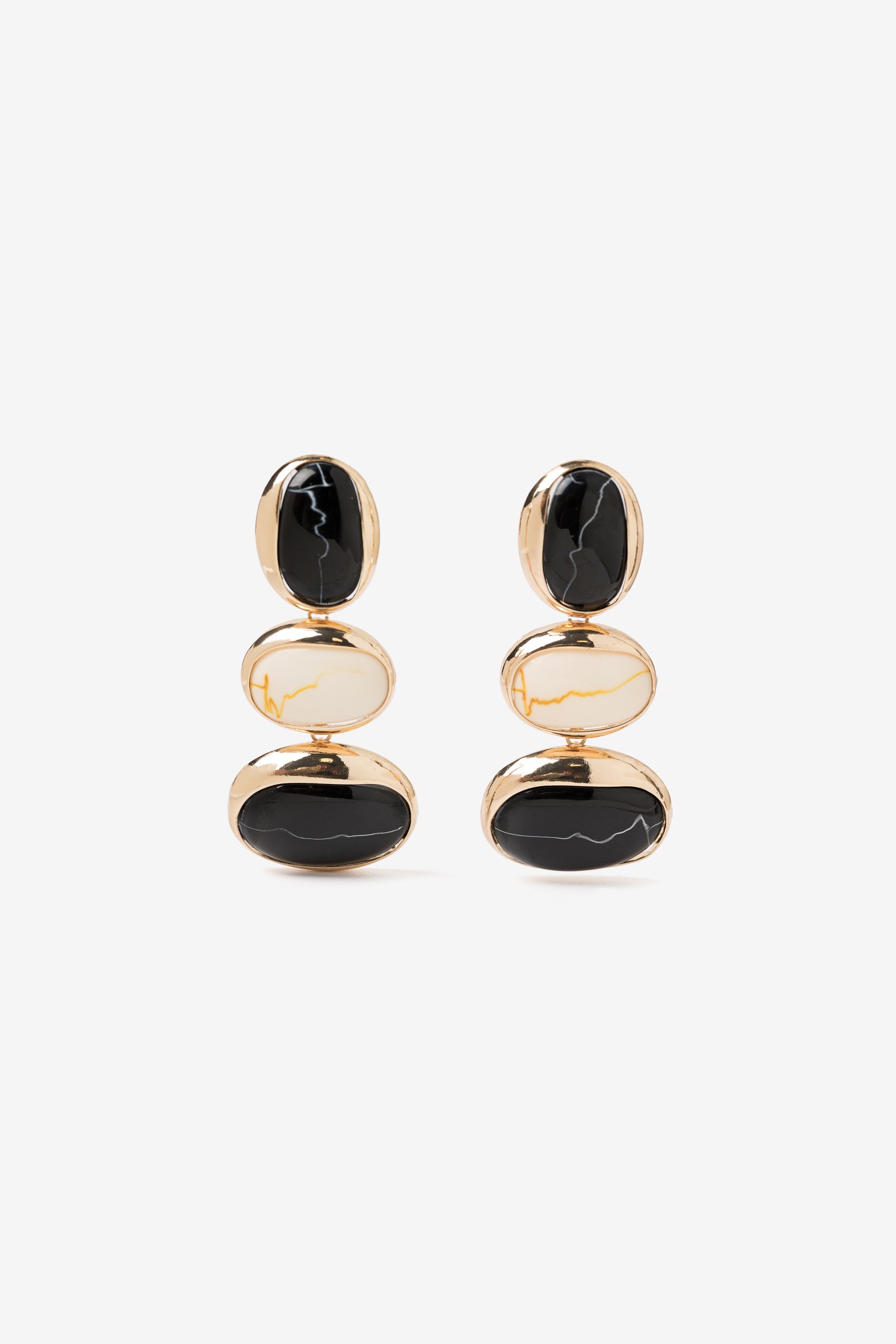 Gold Oval Statement Earrings