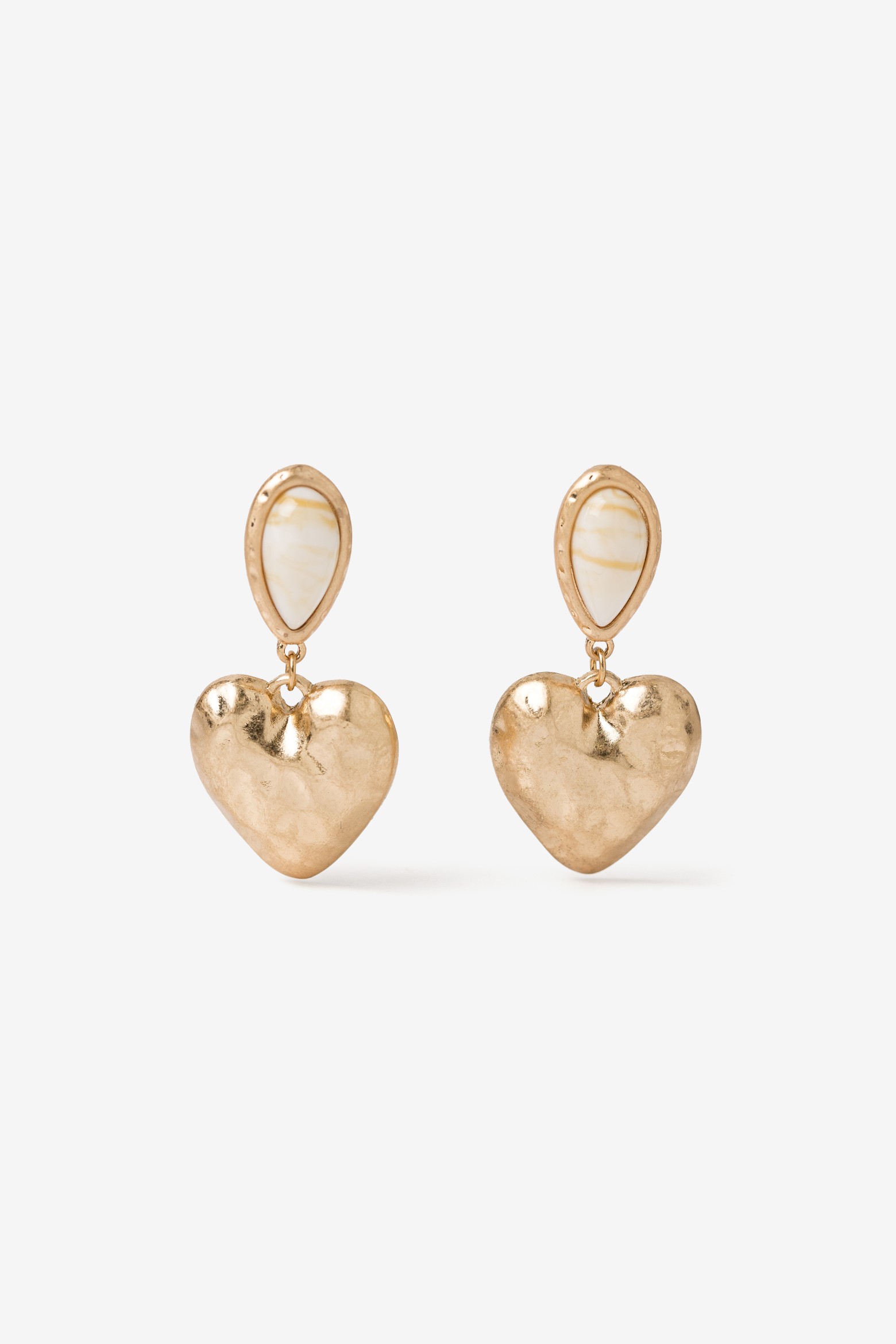 Gold Heart Drop Earrings