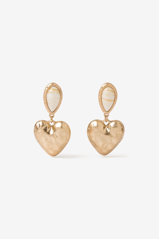 Gold Heart Drop Earrings Gold Heart Drop Earrings
