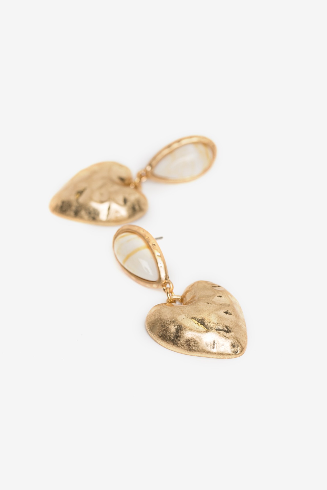 Gold Heart Drop Earrings