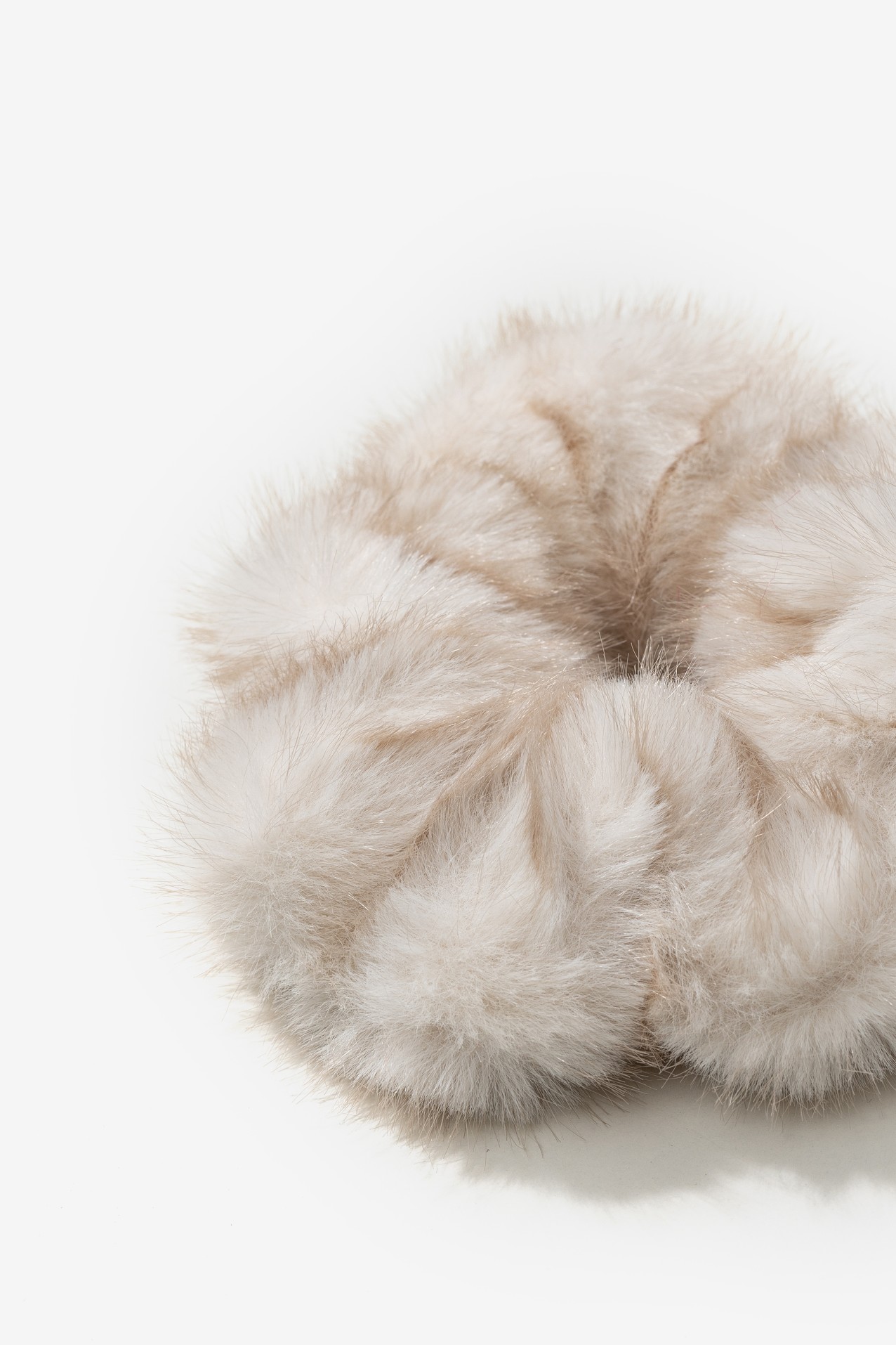 Beige Fluffy Hair Scrunchie