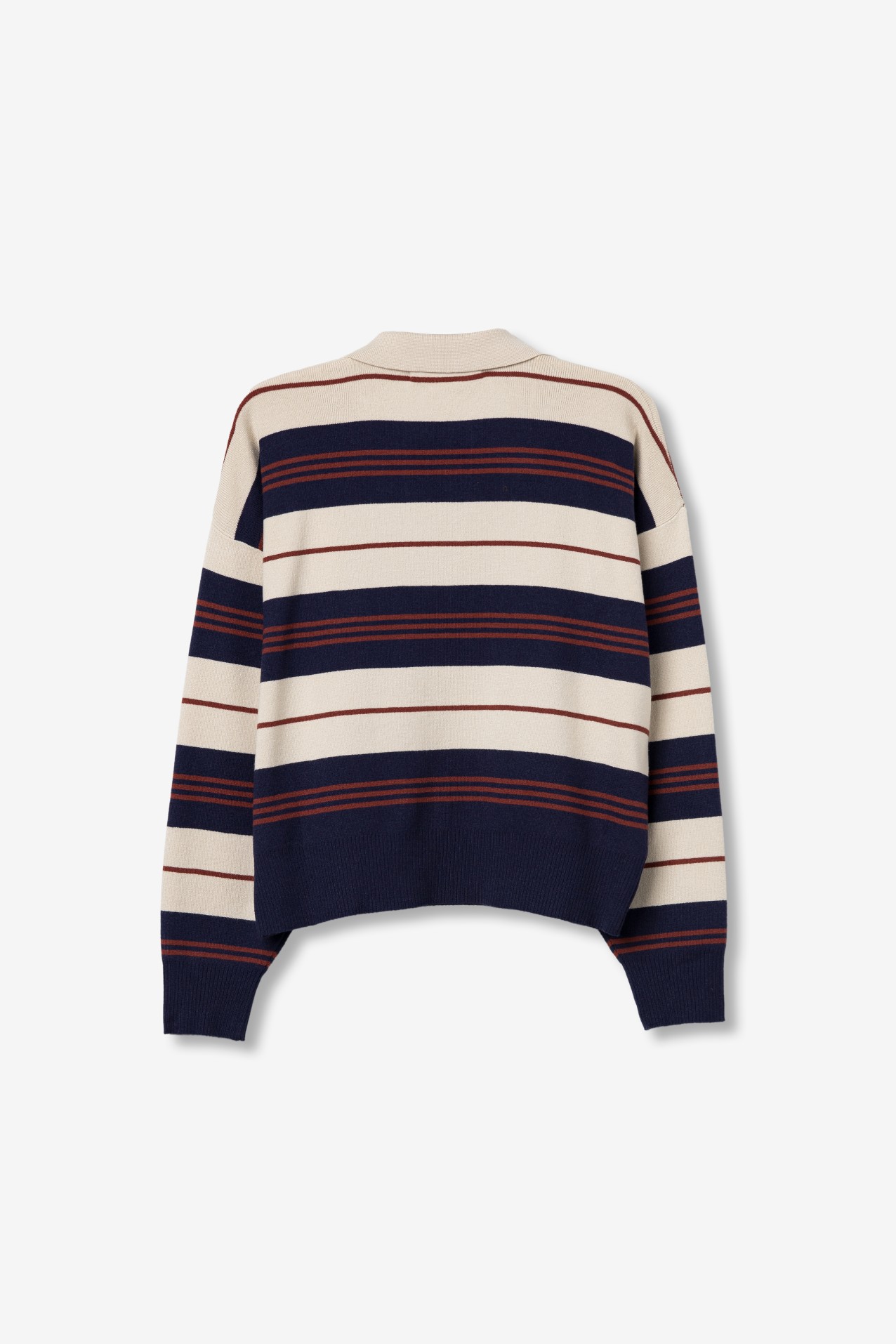 Beige Striped Knit Sweater