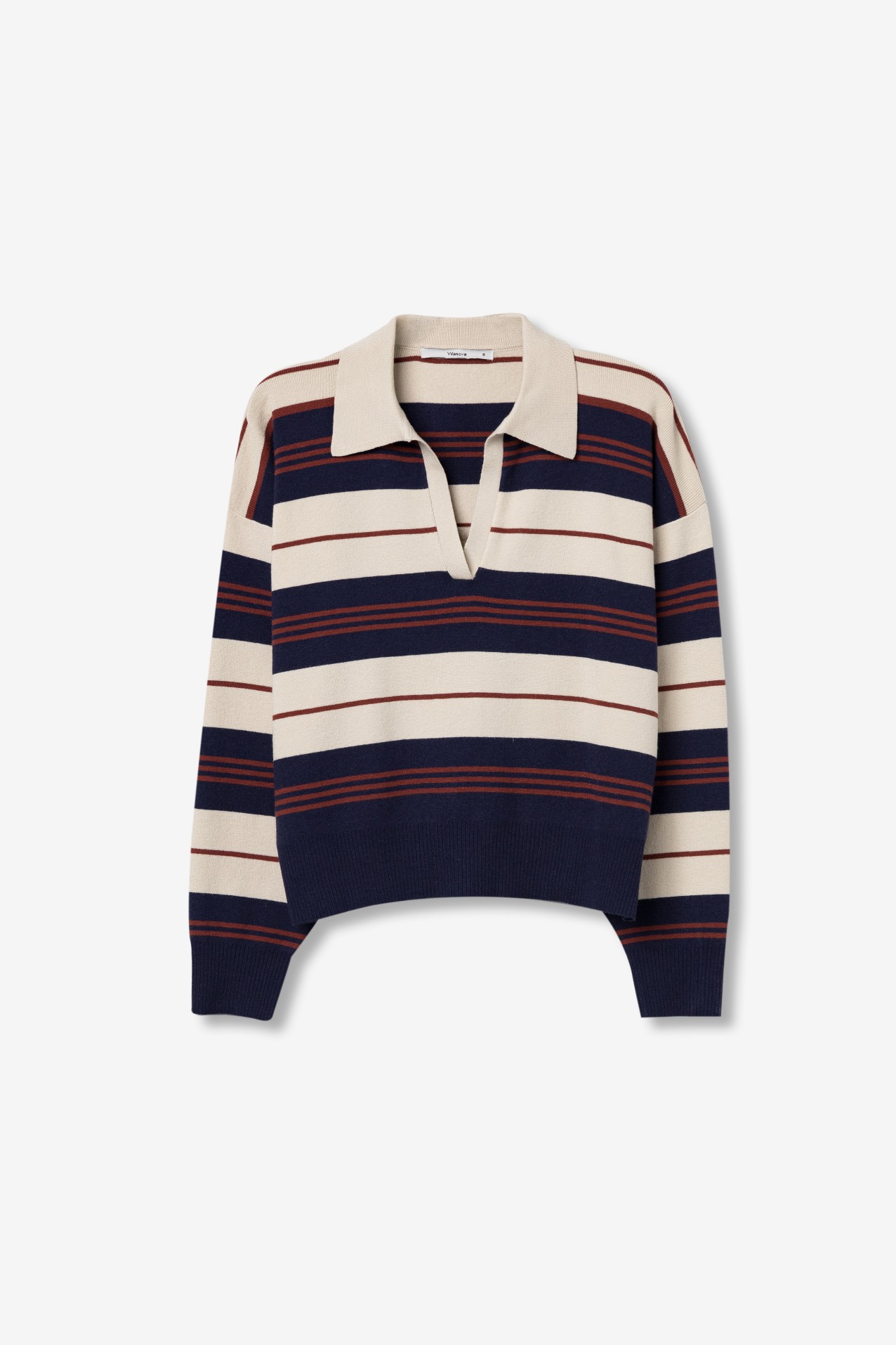 Beige Striped Knit Sweater