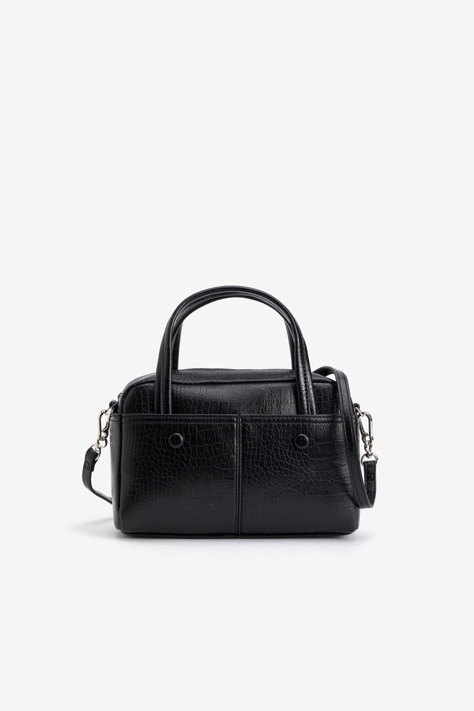 Cartera negra textura cocodrilo
