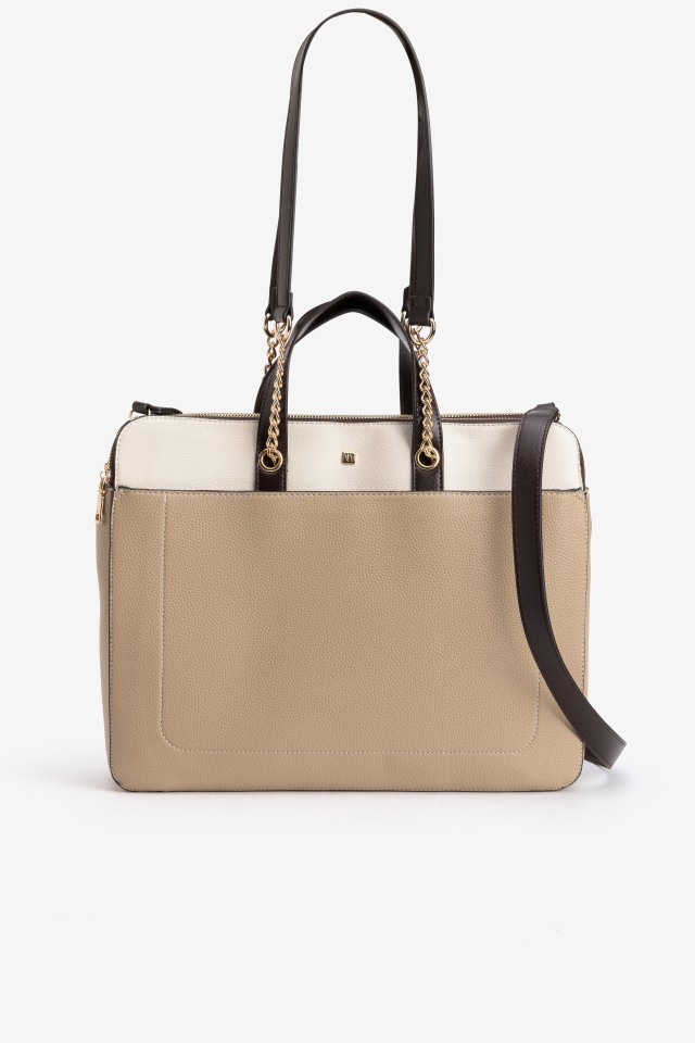 Cartera beige estructurada chic