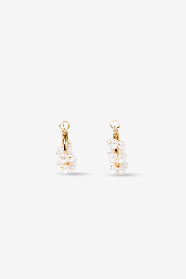 Gold-Tone Pearl Hoop Earrings