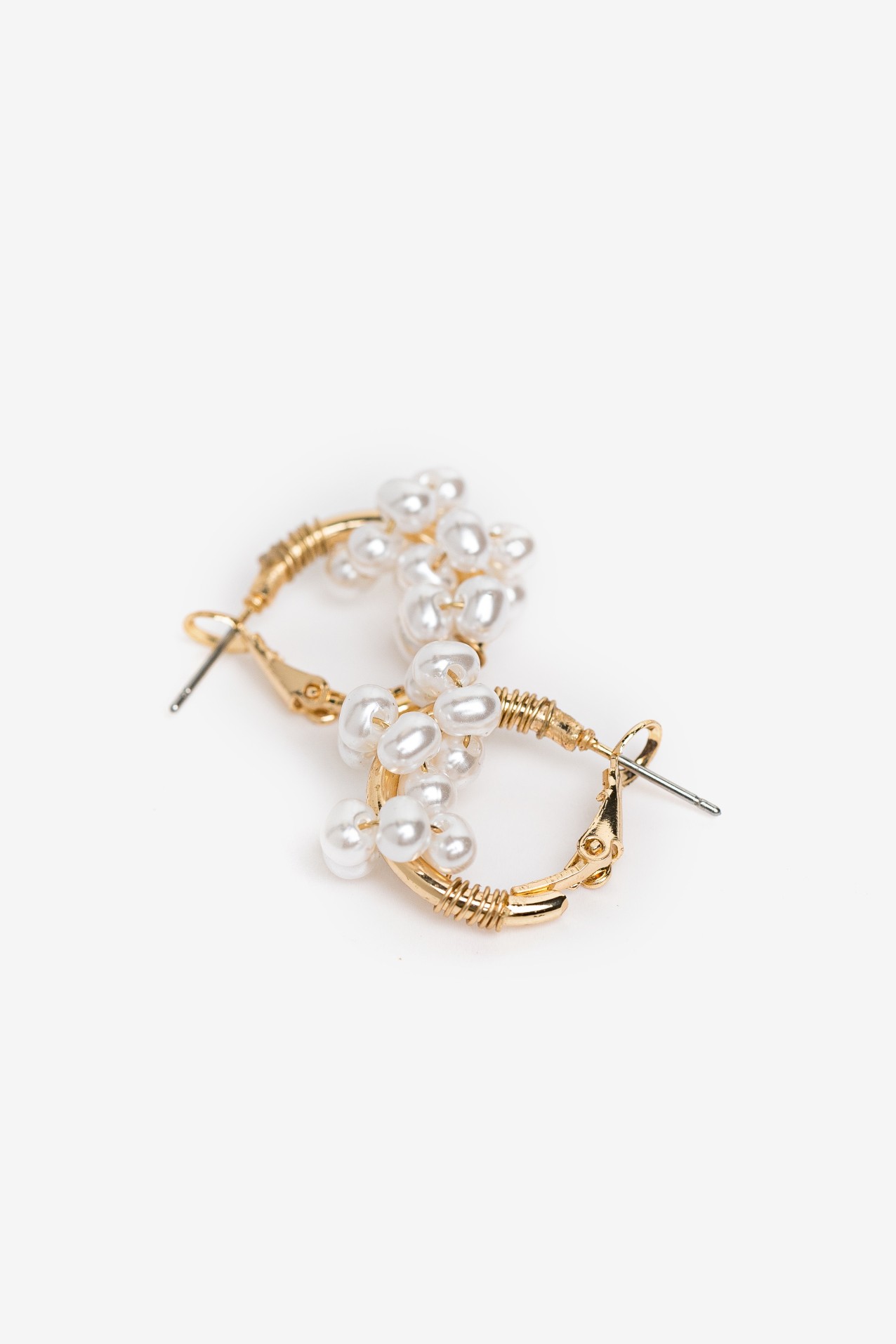 Gold-Tone Pearl Hoop Earrings