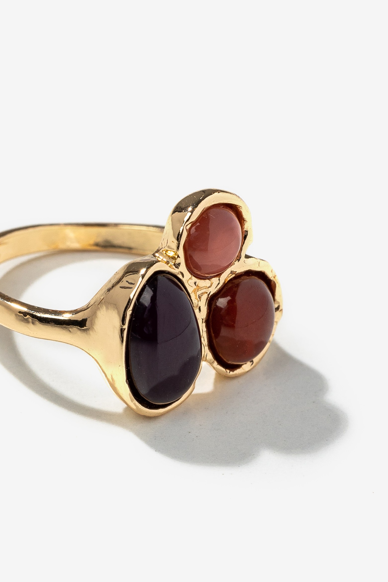 Gold-Tone Trio Stone Ring